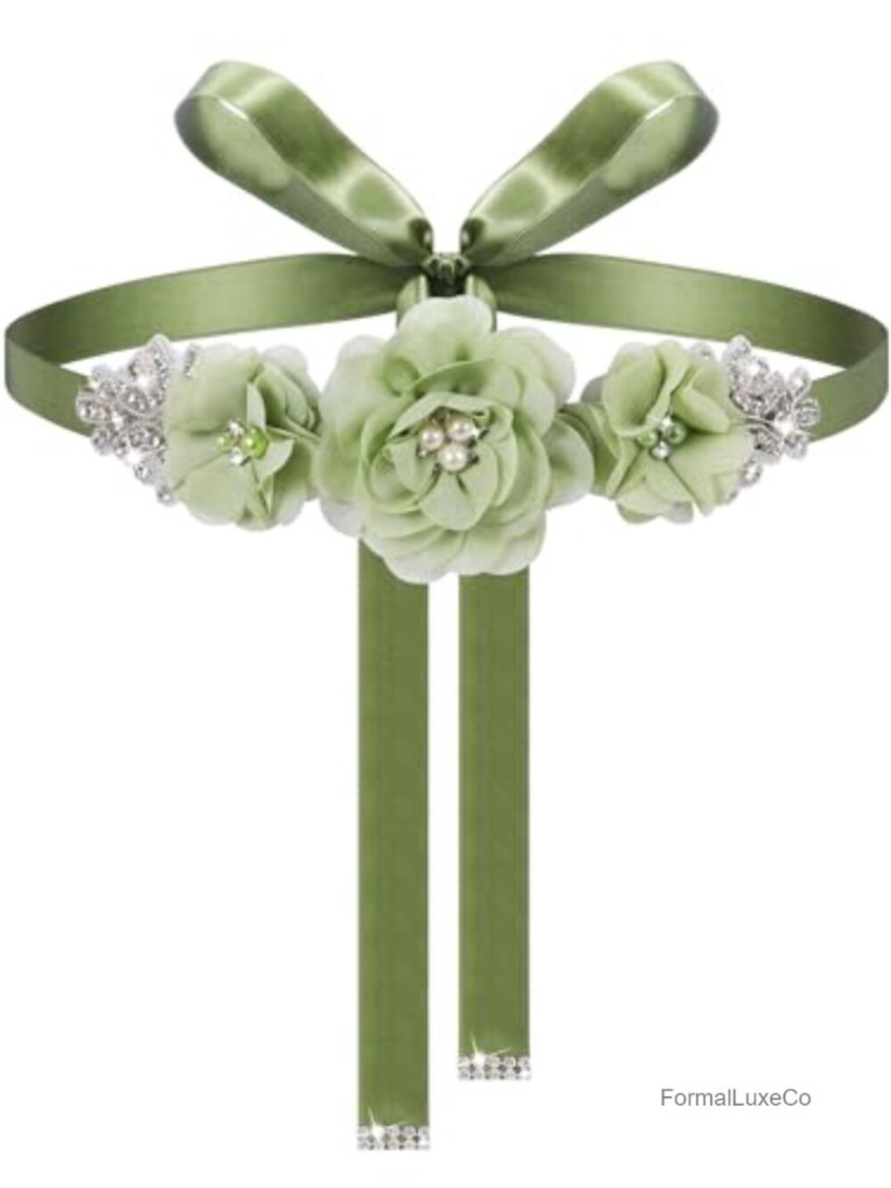 Rhinestone Pearl Satin Ribbon Flower Girl Belt Sash